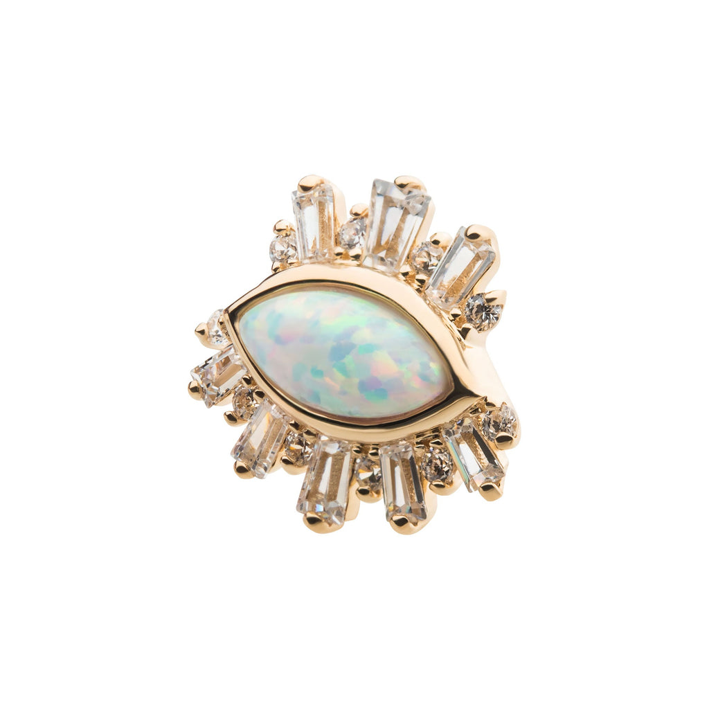14K Gold Marquise White Synthetic Opal - Fine Ink Studios MerchInvictus