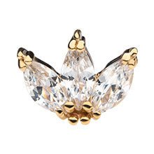 14K Gold Tri-bead Marquise Clear CZ Cluster Top - Fine Ink Studios MerchInvictus